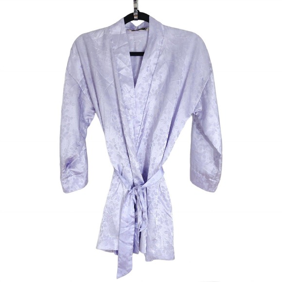 Dior Other - Christian Dior Womens Robe Vtg 90s Purple Floral Satin Coquette Lingerie Sleep S